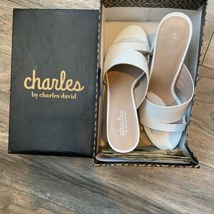Charles by Charles David white chunky slip on heel never worn